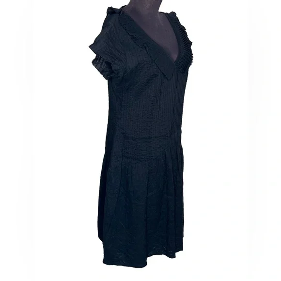 G2 by George Gross Womens Dress Size 16 Black Midi V-Neck A-Line 100% Cotton - Picture 4 of 10